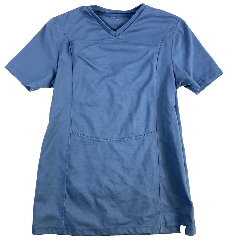 Lalabu Women's Maternity Soothe Top T-Shirt Sz M Blue Nursing Babywearing